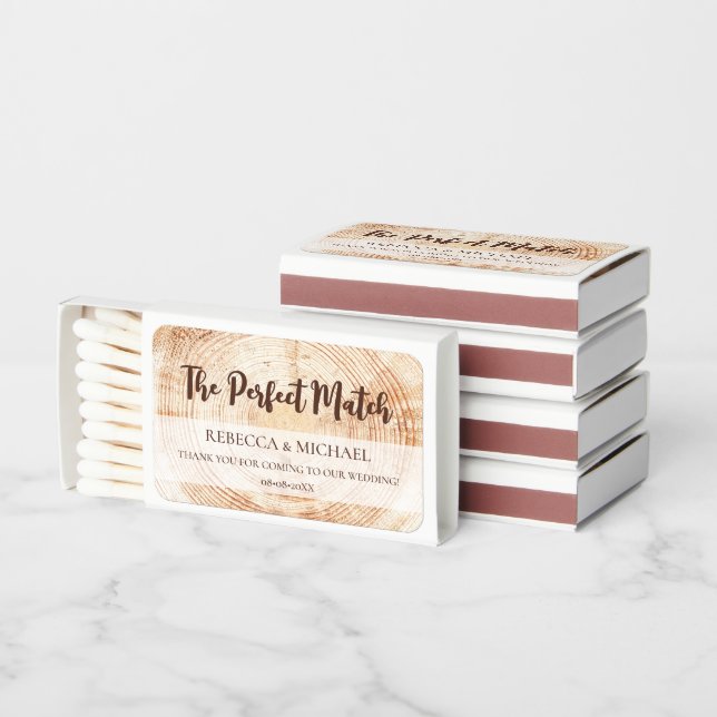 Rustic wedding Wood Grain The perfect match Custom (Stacked)