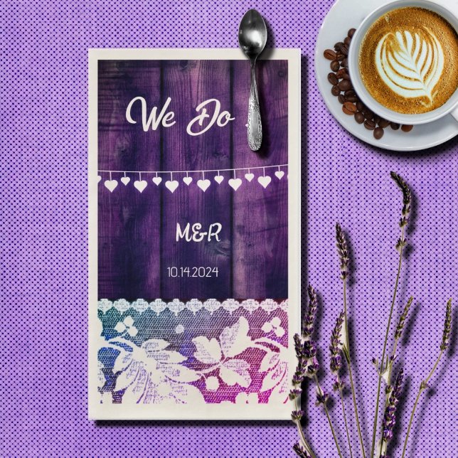 rustic wedding  - wood, lace ,string hearts  paper guest towels (Creator Uploaded)