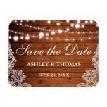 Rustic Wedding Wood Lights Lace Save The Date Magnet at Zazzle