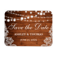 Rustic Wedding Wood Lights Lace Save the Date