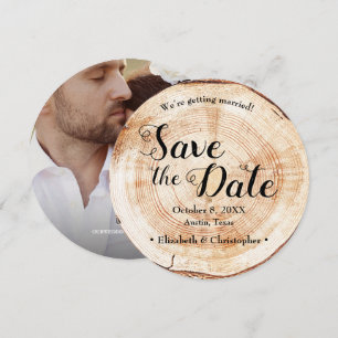 Rustic Wedding Wood Photo website QR code Invitation