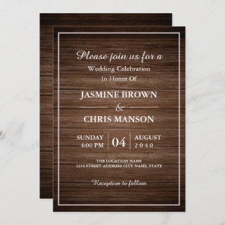 Rustic Wedding Wood Rustic Wedding Invitation