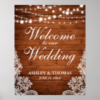Rustic Wedding Wood String Lights Lace