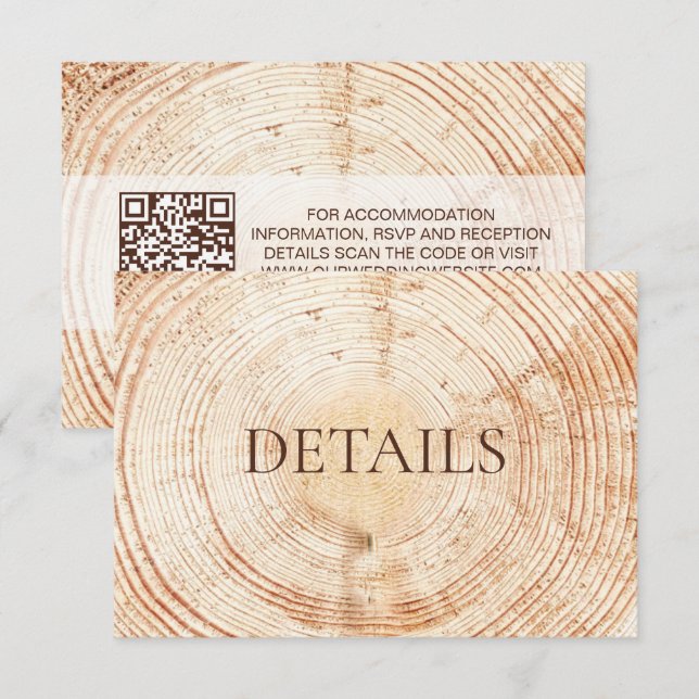 Rustic Wedding Woodland Details QR code Template (Front/Back)