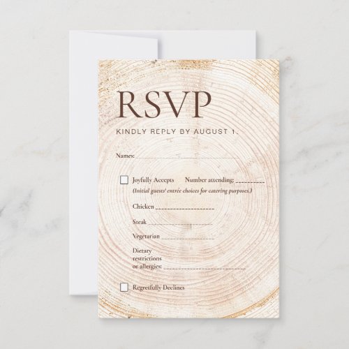 Rustic Wedding Woodland RSVP Card Meal Choice