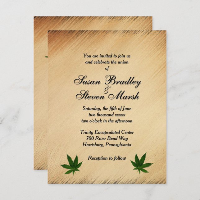 Rustic Weed Ticket Wedding Invitation (Front/Back)