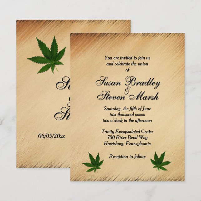 Rustic Weed Wedding Invitation (Front/Back)