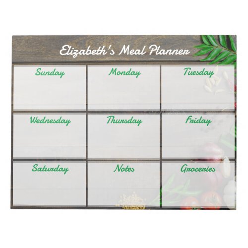 Rustic Weekly Meal Planner Notepad