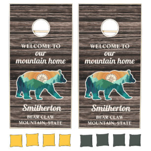 Rustic Welcome Bear Mountain Home Cornhole Set