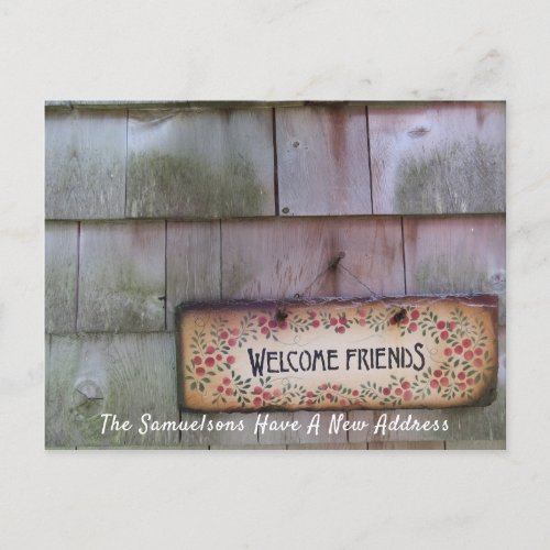 Rustic Welcome Change of Address Announcement Postcard