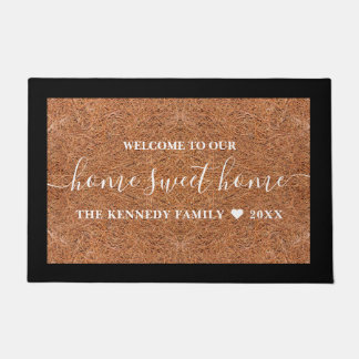 Rustic Welcome Family Name Home Sweet Home Coir Doormat