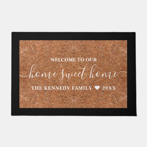 Rustic Welcome Family Name Home Sweet Home Coir Doormat