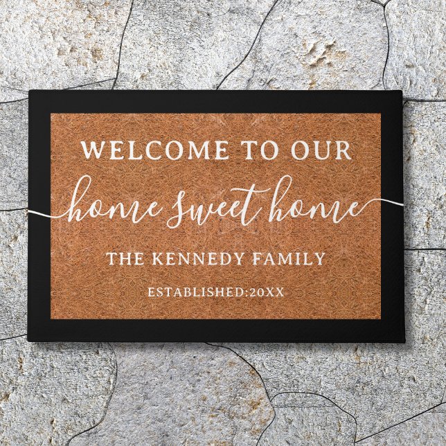 Rustic Welcome Home Sweet Home Family Name  Doormat (Creator Uploaded)