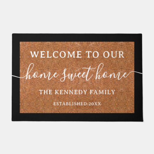 Rustic Welcome Home Sweet Home Family Name  Doormat