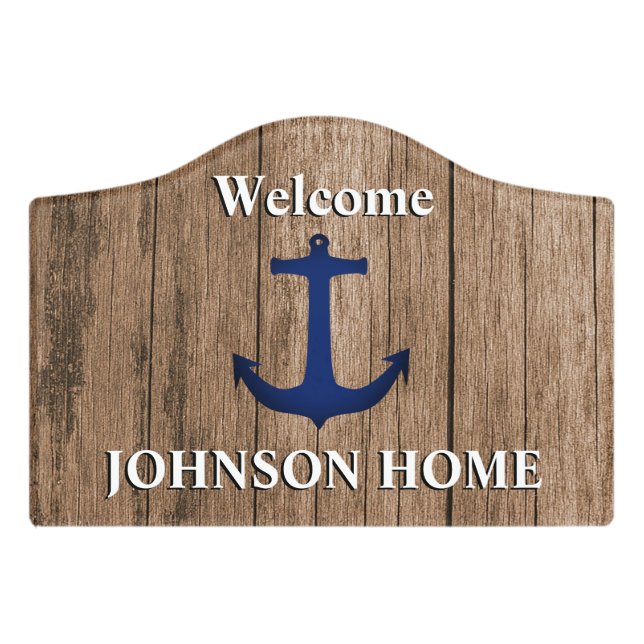 Rustic Welcome Nautical Ocean Door Sign (Small Crest Front)