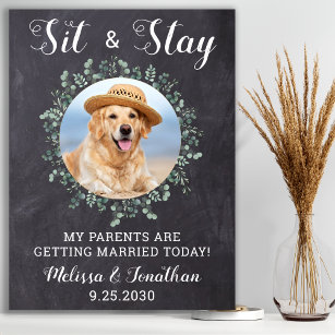 Rustic Welcome Personalised Dog Photo Pet Wedding Poster