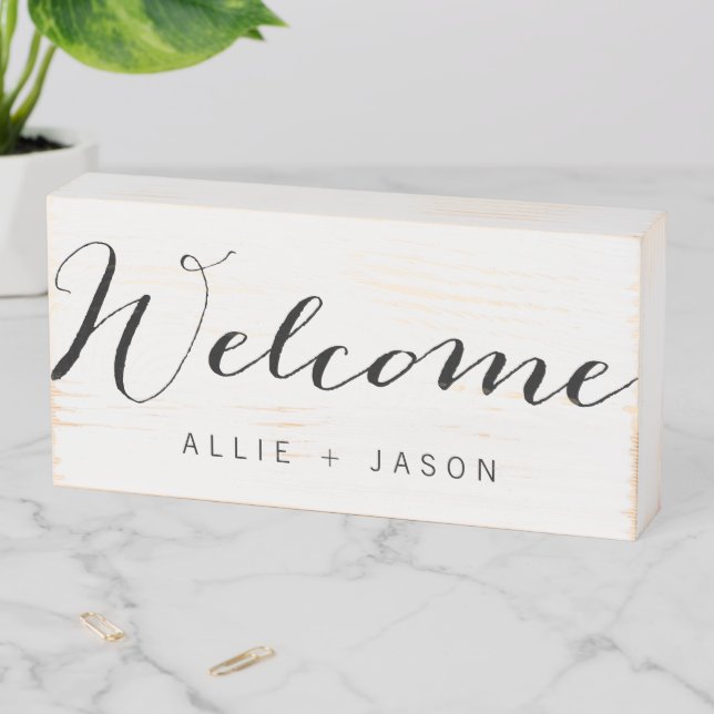Rustic Welcome Sign for Wedding or Home, Wood Box (In Situ Horizontal)
