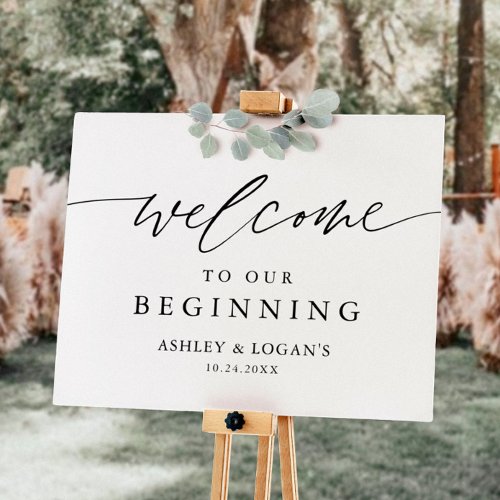 Rustic  Welcome To Our Beginning Wedding Sign