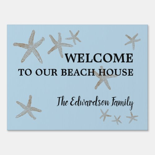 Rustic welcome to our family beach house sign