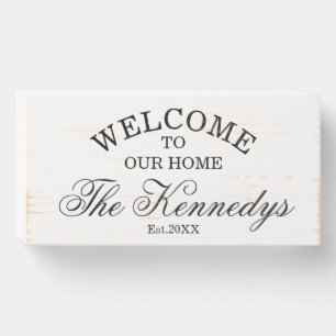 Rustic Welcome To Our Home Family Name Wooden Box Sign