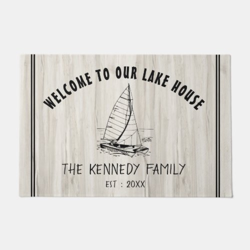 Rustic Welcome To Our Lake House Family Name Doormat