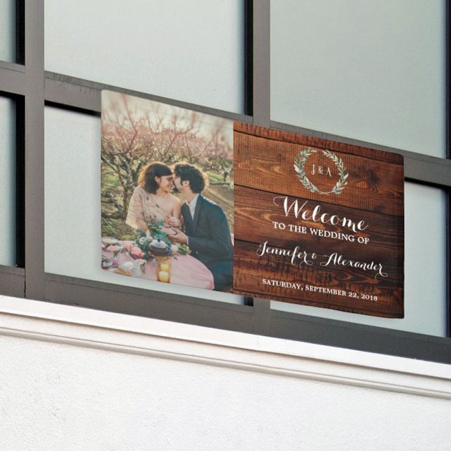 Rustic Welcome to our Wedding monogram photo Banner (Creator Uploaded)