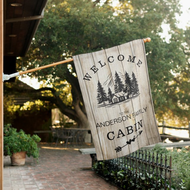 Rustic Welcome to Your Family Cabin House Flag (In SItu)