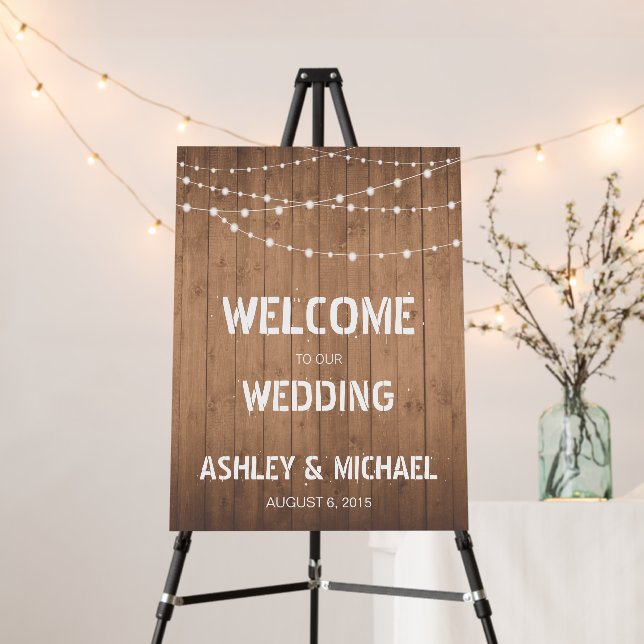 Rustic Welcome Wedding Easel print Foam Board (In Situ (Stand))