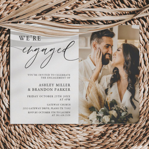 Rustic We're Engaged Photo Engagement Party Invitation