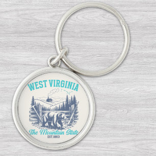 Rustic West Virginia Nature Scene with Bear Keychain