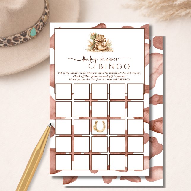 Rustic Western Baby Shower Bingo Activity Game (Creator Uploaded)