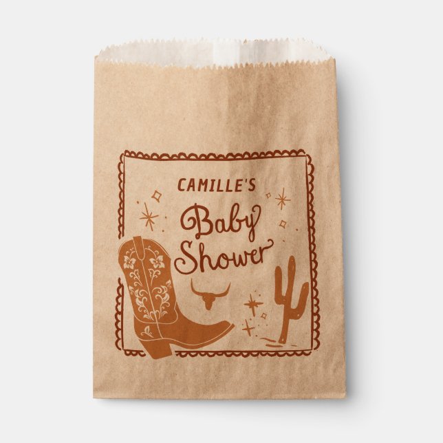 Rustic Western Baby Shower Favor Bag (Front)