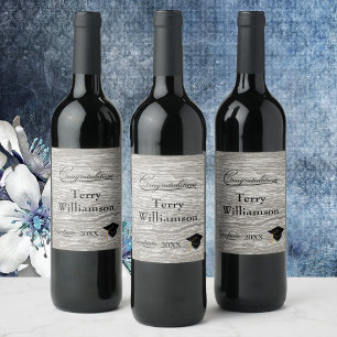 Rustic Western Barn Board Graduation party Wine Label