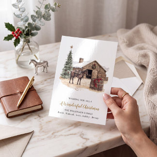 Rustic Western Barn Christmas Card