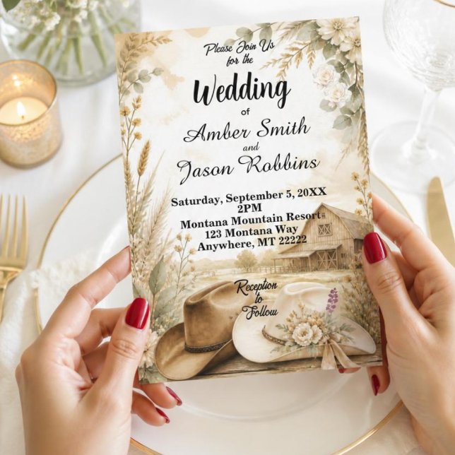Rustic Western Barn Wedding Invitation (Creator Uploaded)