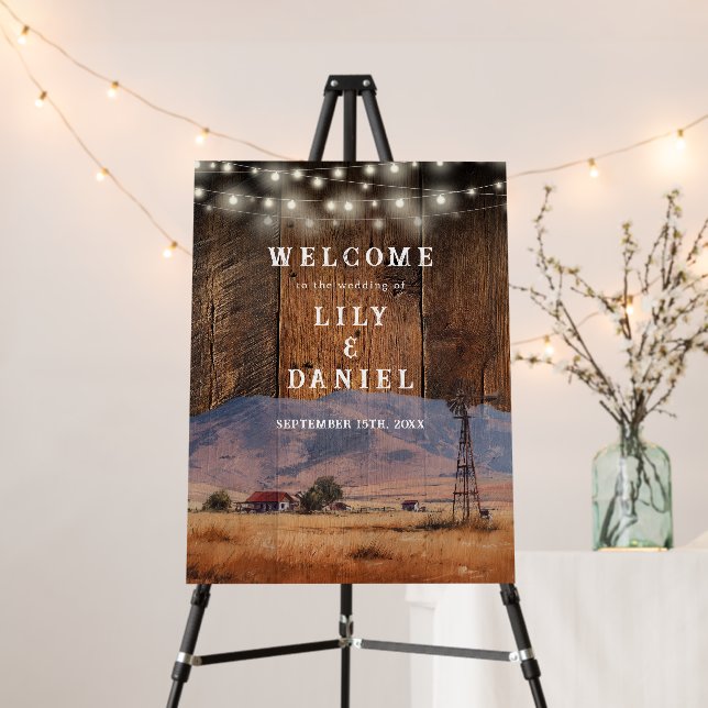 Rustic Western Barn Wedding Welcome Sign (In Situ (Stand))