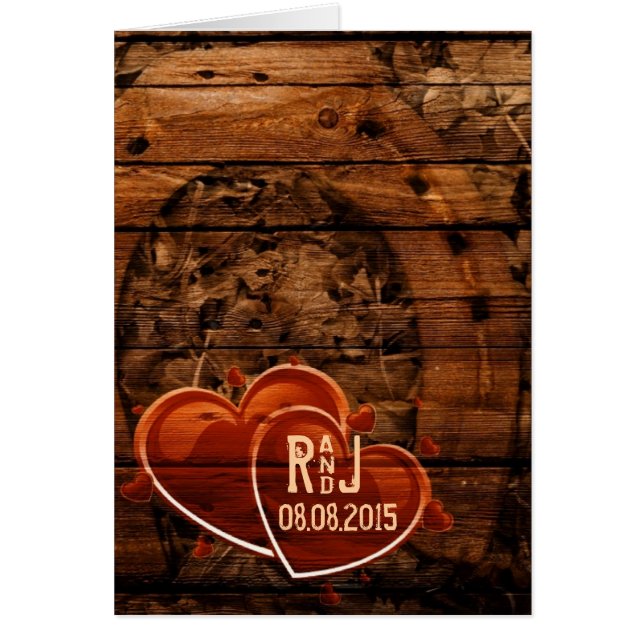 Rustic Western Barn Wood Horseshoe Wedding Cards (Front)