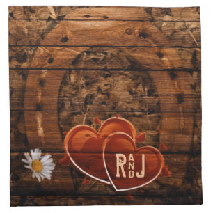 Rustic Western Barn Wood Horseshoe Wedding Cloth Napkin