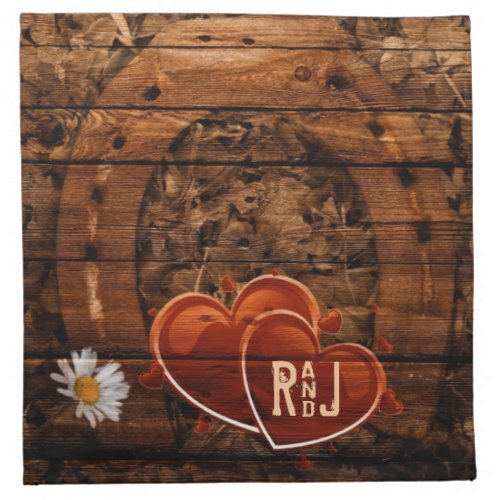 Rustic Western Barn Wood Horseshoe Wedding Cloth Napkin