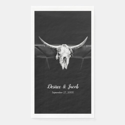 Rustic Western Black And White Bull Skull Wedding Paper Guest Towels