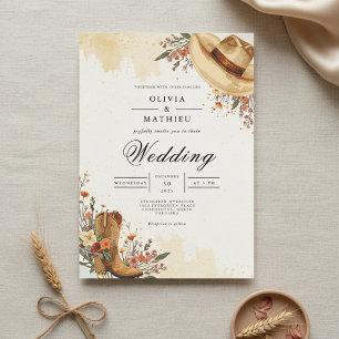 Rustic Western Bloom Wedding Invitation