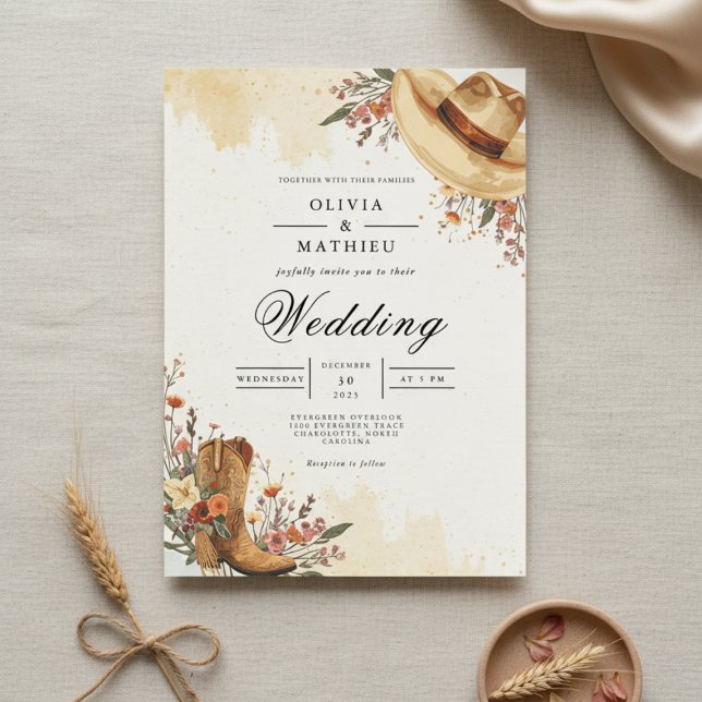 Rustic Western Bloom Wedding Invitation (Creator Uploaded)