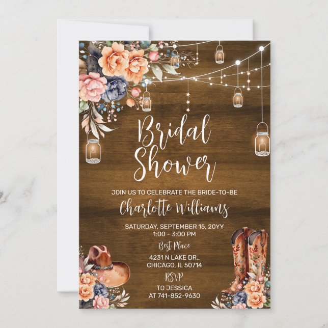 Rustic Western Bridal Shower Invitation (Front)