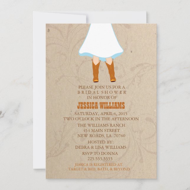 Rustic Western Bridal Shower Invitations (Front)