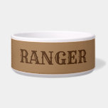 Rustic, western, brown, attractive porcelain pet b bowl<br><div class="desc">Sure, when your pet is patrolling outdoors, nothing's off limits for what he or she will eat and drink out of. But when indoors, treat your pet like royalty with this Western style rustic porcelain pet bowl. Type your pet's name in either all upper case as shown, or upper and...</div>