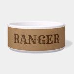 Rustic, western, brown, attractive porcelain pet b bowl<br><div class="desc">Sure, when your pet is patrolling outdoors, nothing's off limits for what he or she will eat and drink out of. But when indoors, treat your pet like royalty with this Western style rustic porcelain pet bowl. Type your pet's name in either all upper case as shown, or upper and...</div>