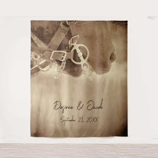 Rustic Western Brown Horse Photobooth Backdrop (Front)