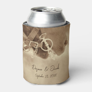 Rustic Western Brown Horse Wedding Can Cooler