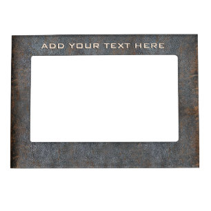 Rustic Western Brown Leather Look Texture Old Worn Magnetic Frame