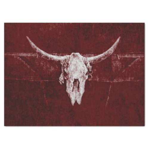 Rustic Western Bull Country Burgundy Red Old Tissue Paper